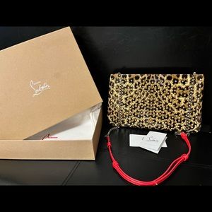 Christian Louboutin Patent Leopard Loubiposh Spiked Crossbody Clutch Bag